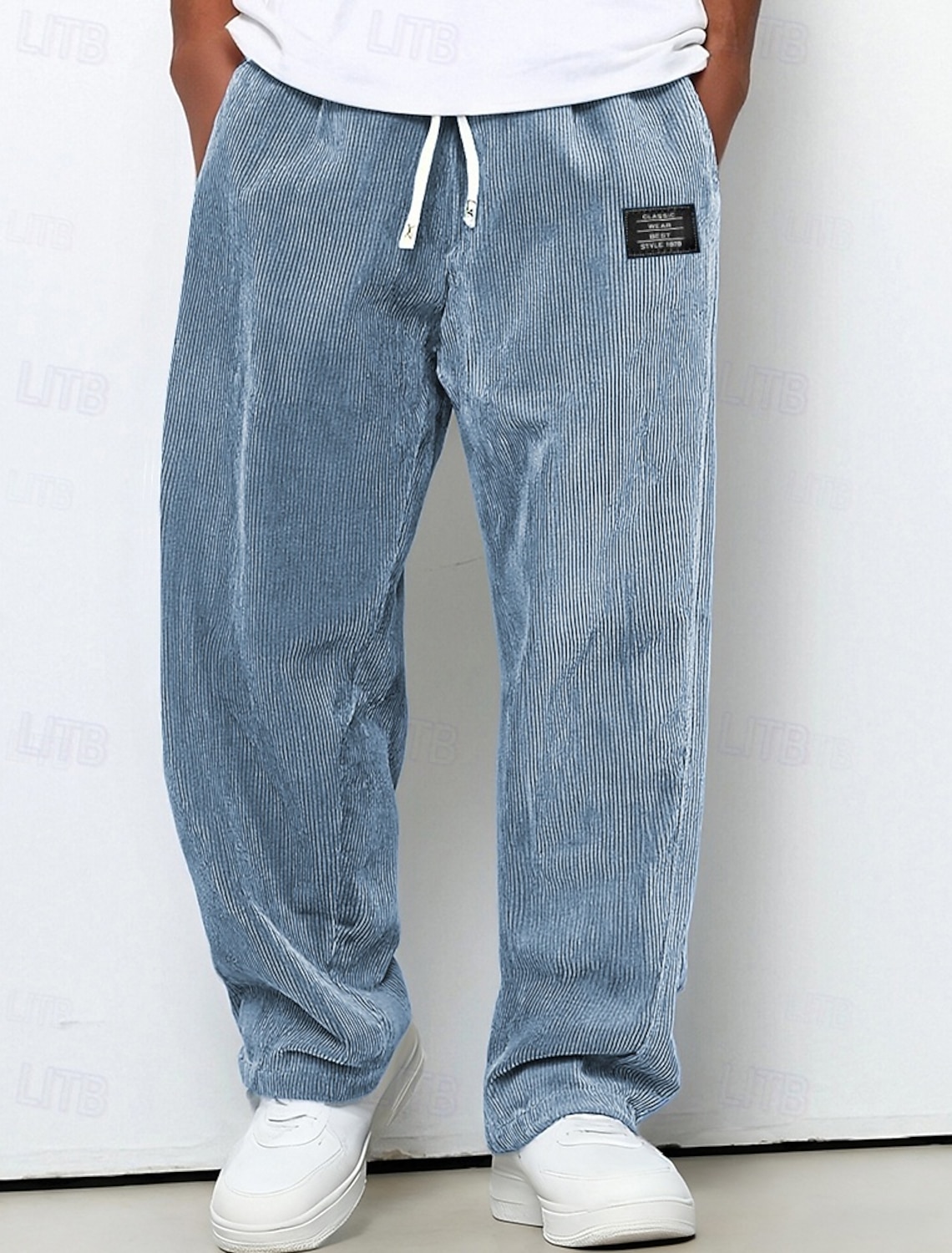 Men's Sweatpants Trousers Corduroy Pants Drawstring Pocket Elastic Waist Plain Comfort Daily Sports Outdoor Fashion Casual Blue Dark Brown Micro-elastic