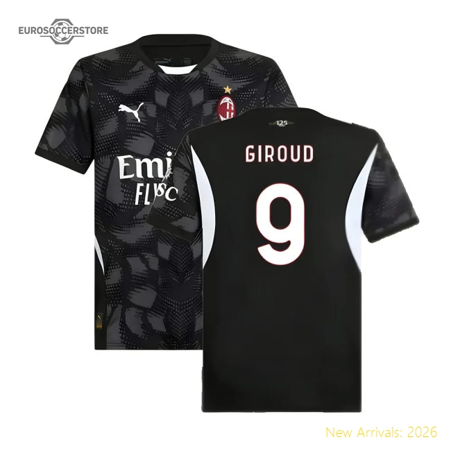Luxury 2024-2025 Ac Milan Home Goalkeeper Shirt (black) (giroud 9)