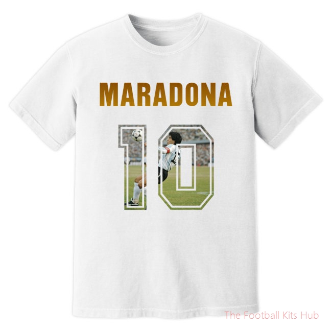 Diego Maradona Argentina Name And Number T-Shirt (White)