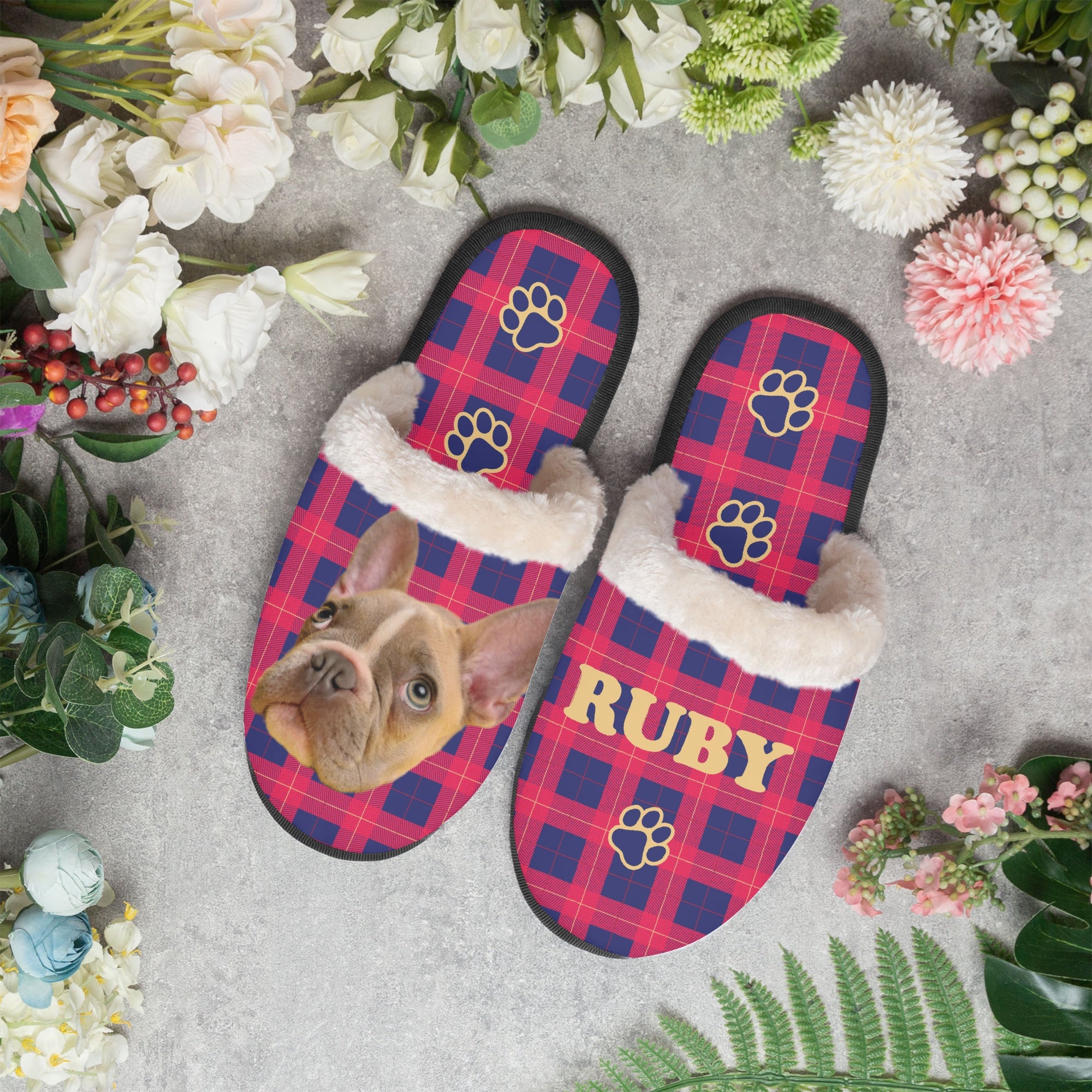 Trendy Ruby - Personalized Cozy Winter Slippers for Home Use Premium