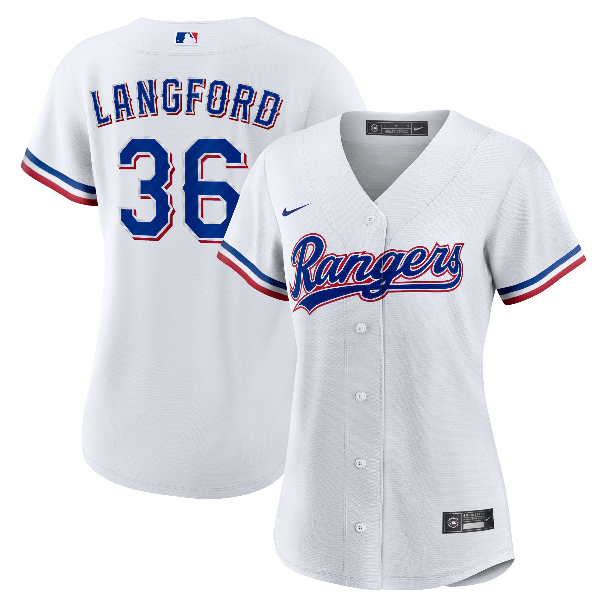 [LK] Wyatt Langford Texas Rangers Women's Home Replica Jersey - White