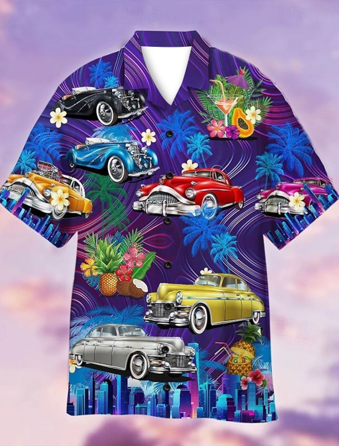 Men's Car Shirt Summer Hawaiian Shirt Aloha Shirt Shirt Turndown Fashion Designer Casual Outdoor Street Casual Yellow Red Purple S M L