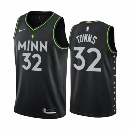 Nike Minnesota Timberwolves #32 Karl-Anthony Towns Black Youth NBA Swingman 2020-21 City Edition Jersey Youth