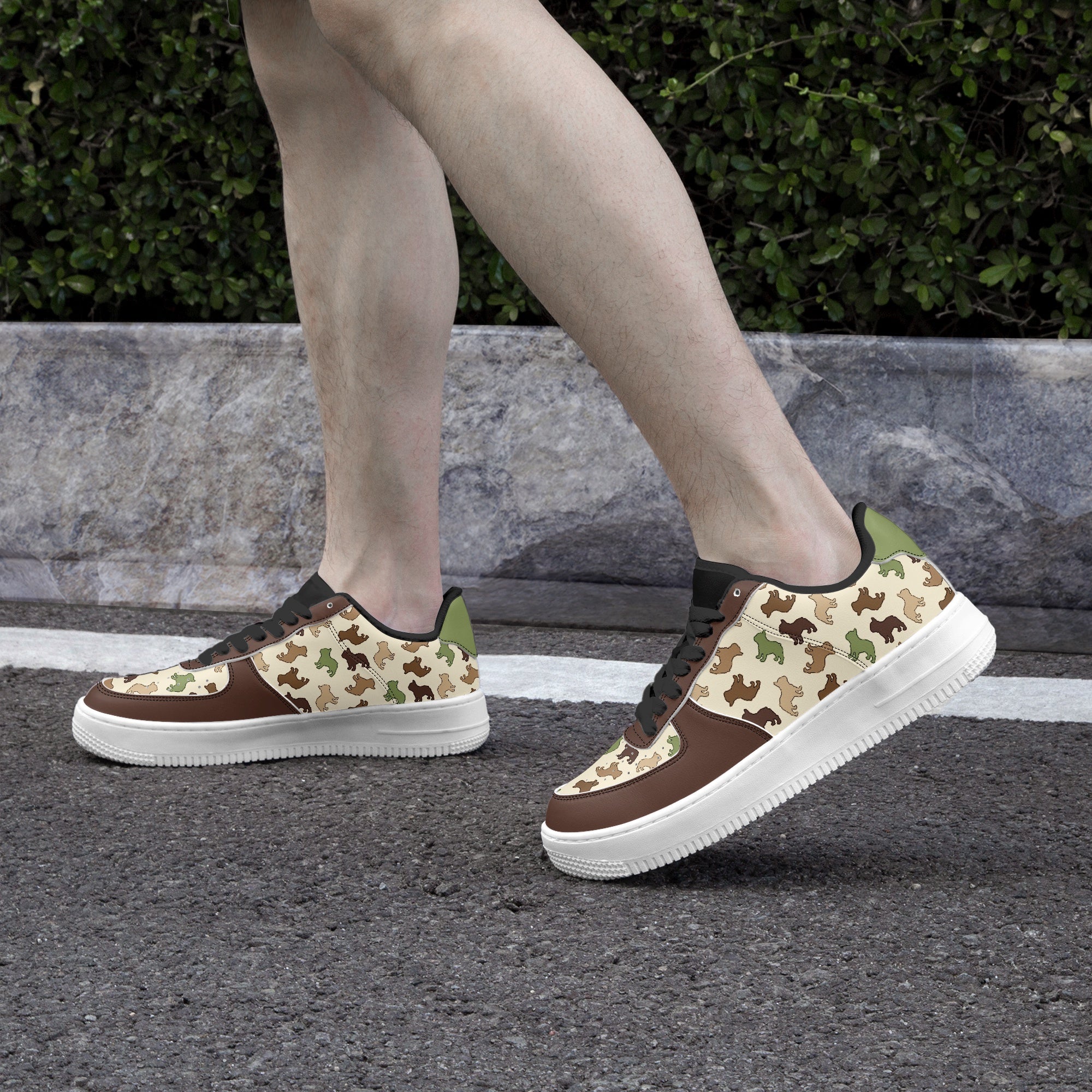 Periwinkle - Casual Low-top Leather Sneakers Frenchie Themed Wear