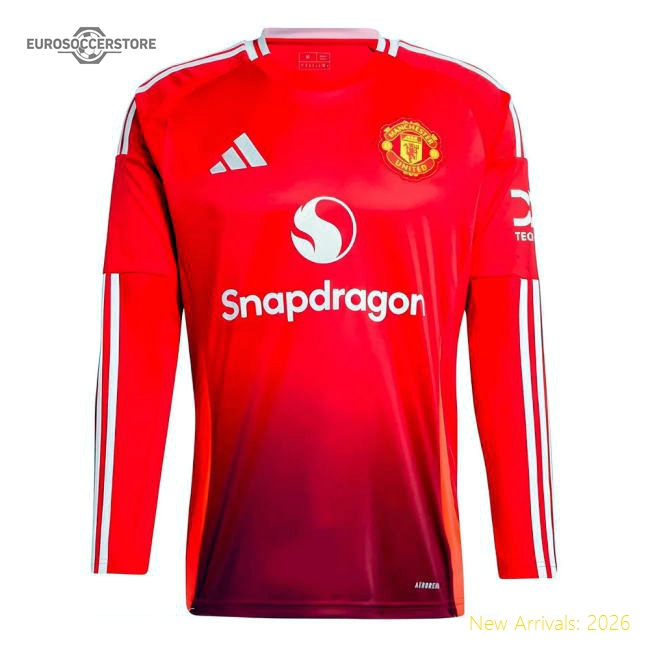 2024-2025 Man Utd Long Sleeve Home Shirt (Mainoo 37)