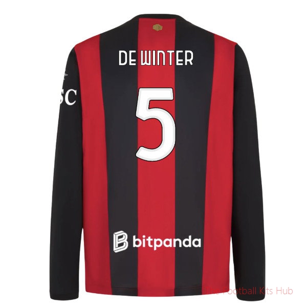 AC Milan Long Sleeve Home Shirt De Winter #5 2026-2027 Club Kit