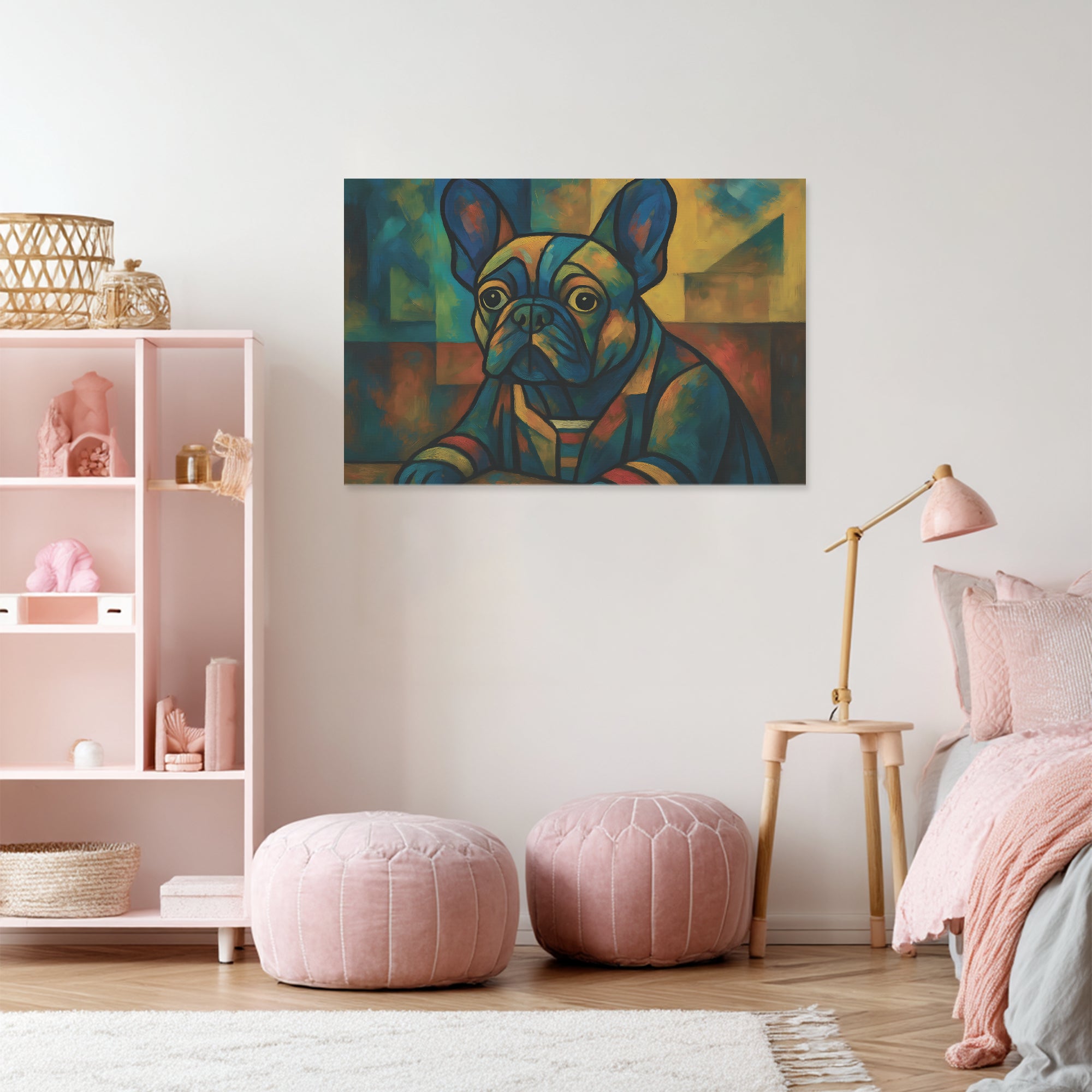 Frenchie-Fan Jane - Adorable Frenchie Canvas Wall Art for Fashion Lovers