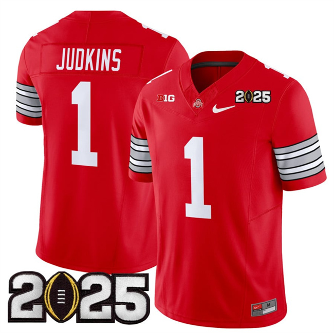 Men's OSU Ohio Red 2025 stitched Quinshon Judkins #1 game day Jersey