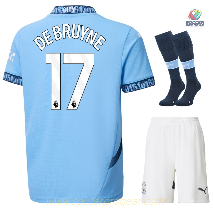 Manchester City Home Child Kit Shirt 2024/25 Collection De Bruyne