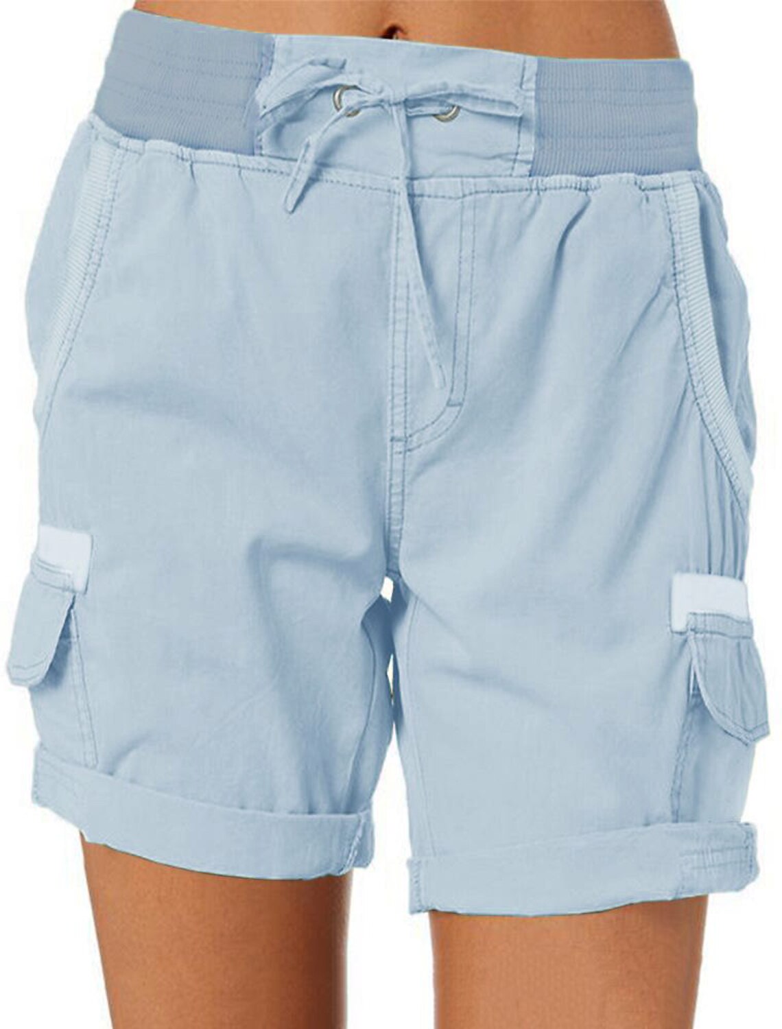 Women's Bermuda shorts Drawstring Elastic Waist Ripstop Quick Dry Multi Pockets Blue Light Blue Dark Khaki grey blue Summer Spring