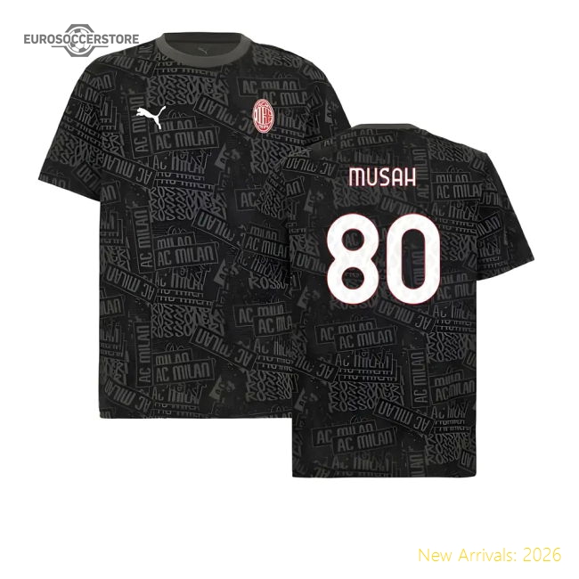 Exceptional 2025-2026 Ac Milan Ftblculture Tee Aop (black) (musah 80)