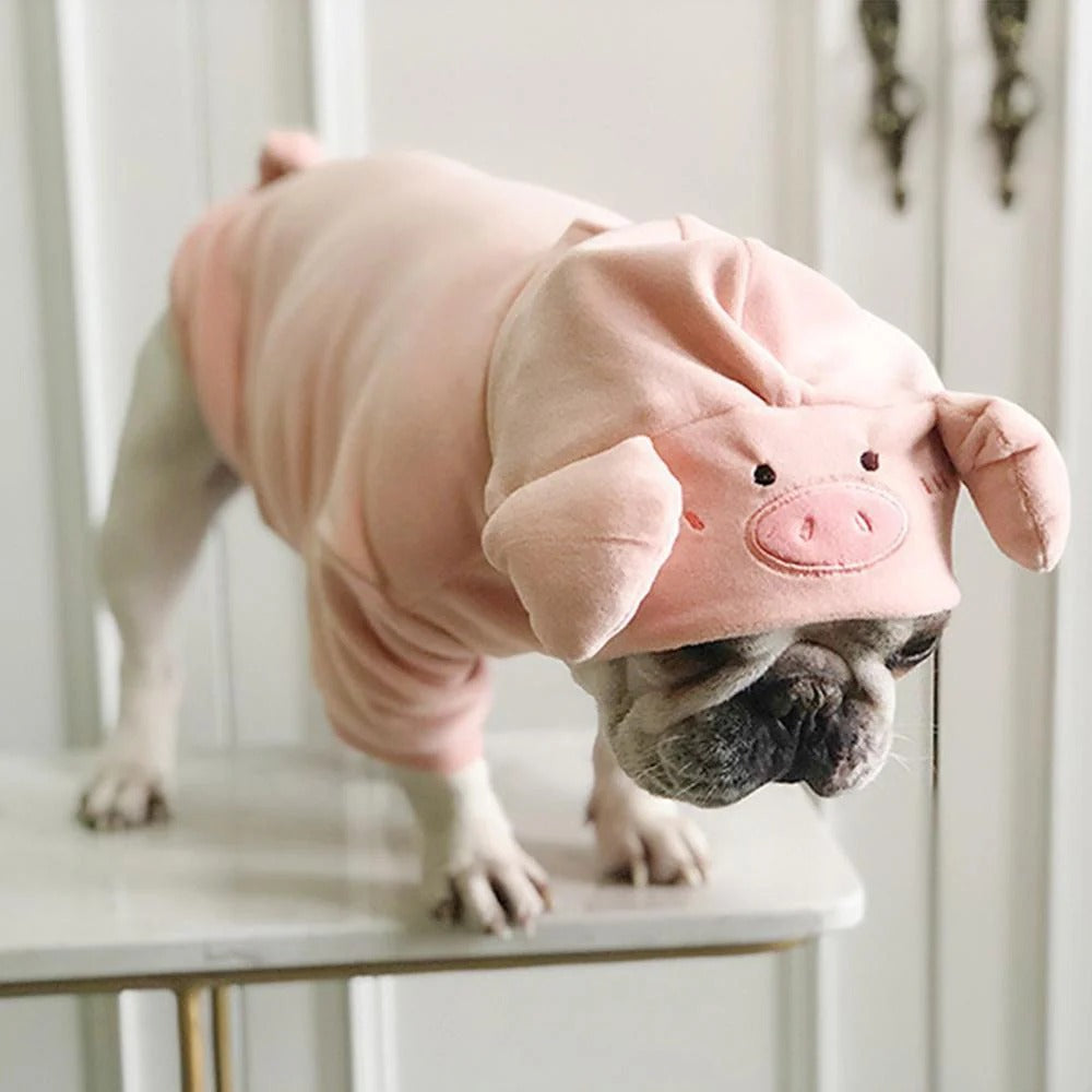 Durable Hoglet Frenchie Piggy Hoodie Costume – Halloween Soft Velvet ...
