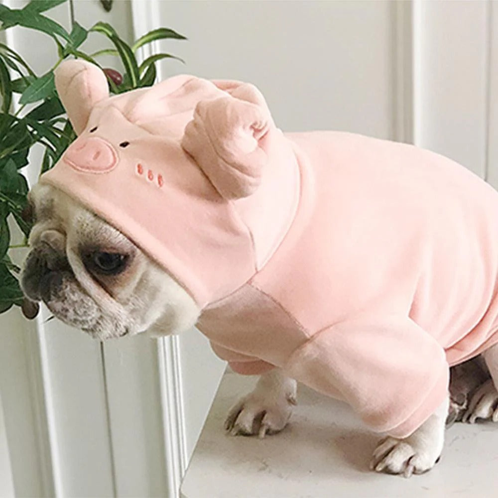 Durable Hoglet Frenchie Piggy Hoodie Costume – Halloween Soft Velvet ...