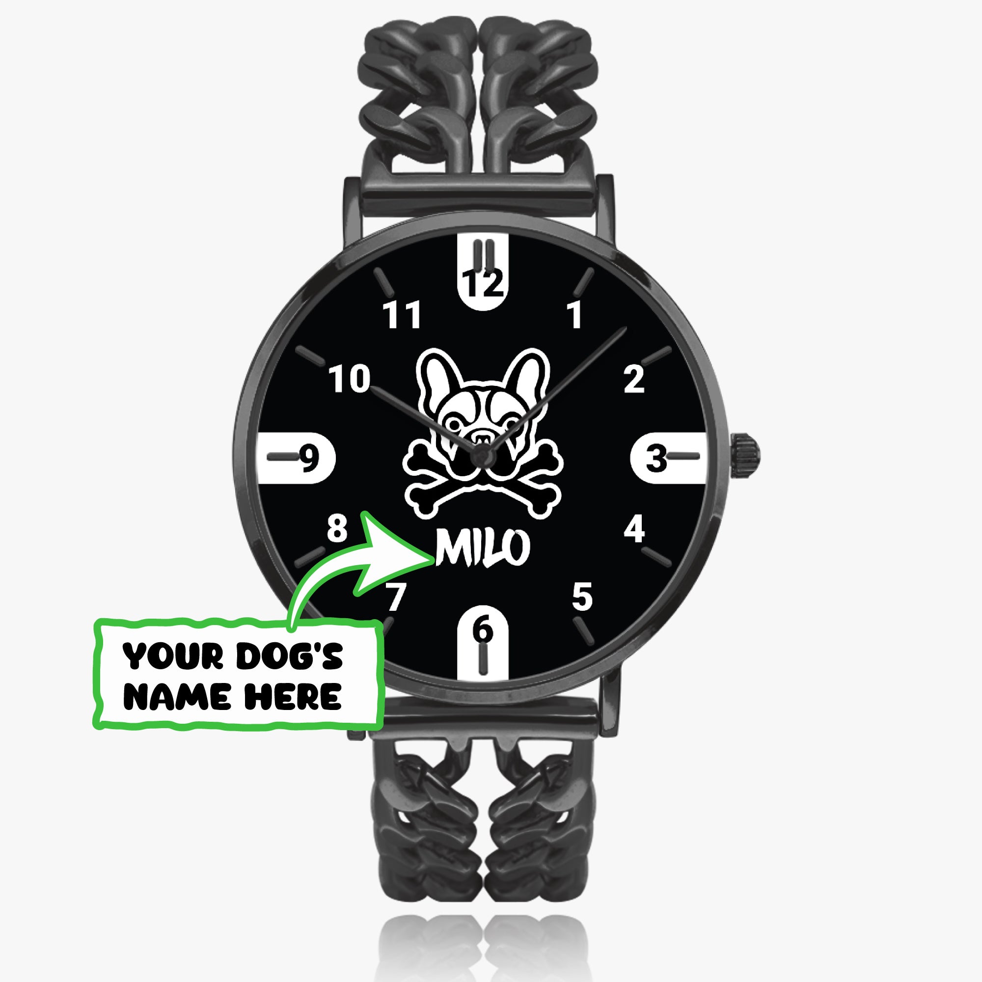 French Bulldog Daisy Personalized Chic Hollow Strap Watch For Frenchie