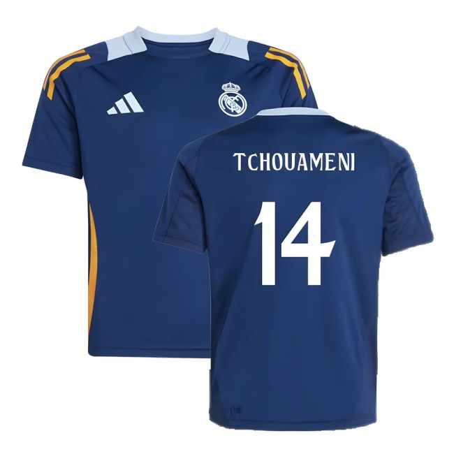 2024-2025 Real Madrid Training Jersey (Navy) - Kids (Tchouameni 14)