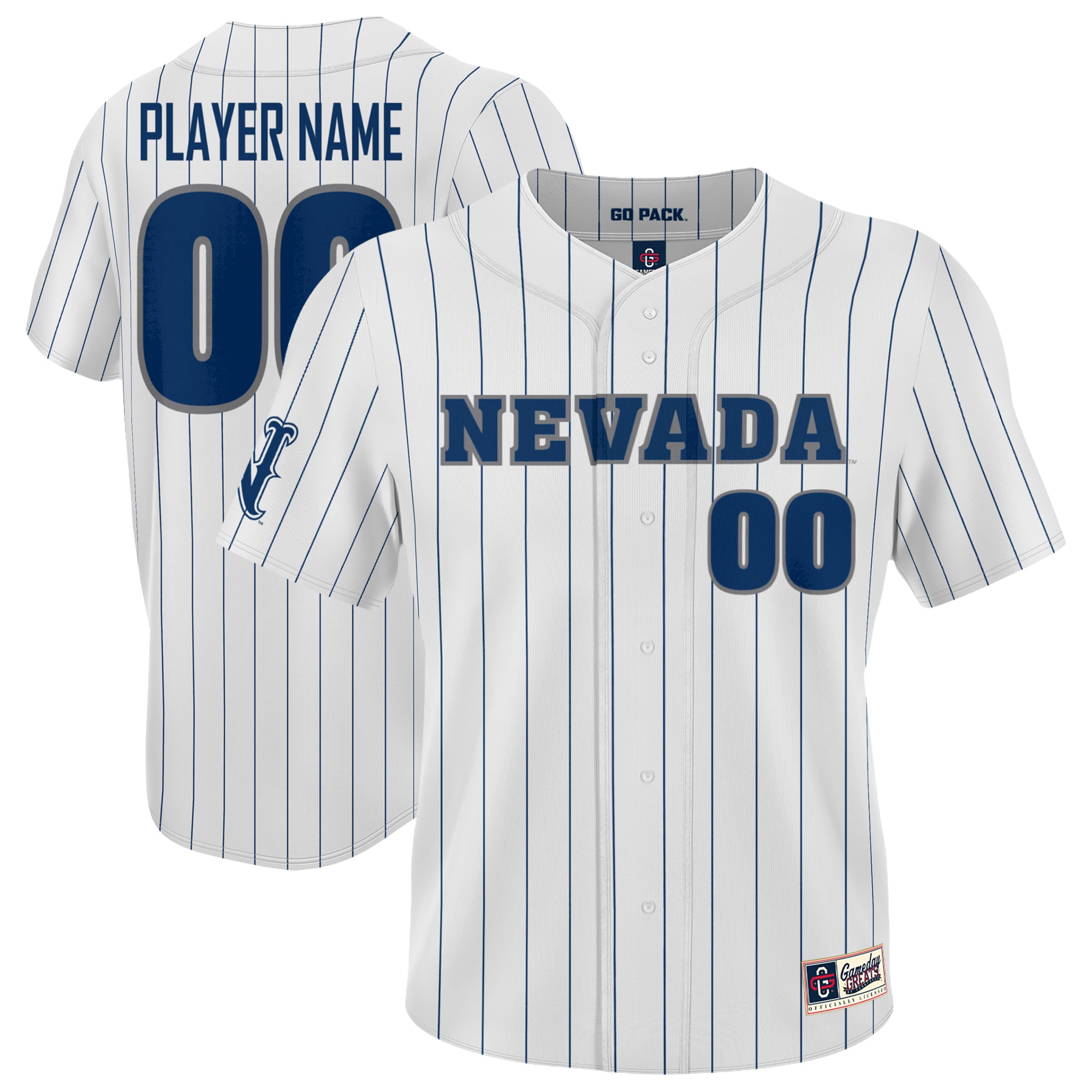 [NJP] Nevada Wolf Pack GameDay Greats Lightweight Collegiate Baseball Pinstripe NIL Pick-A-Player Fashion Jersey - White