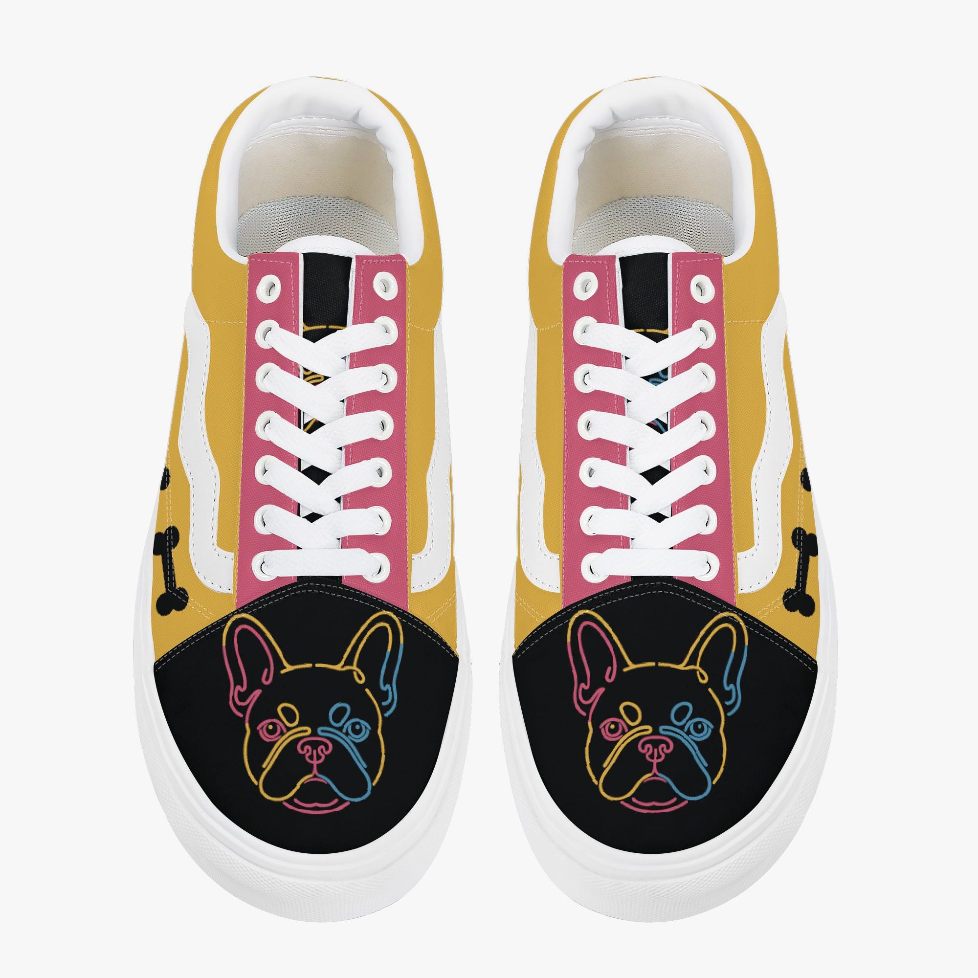 French Bulldog Lover Riley Trendy Low Top Canvas Sneakers Casual Footwear