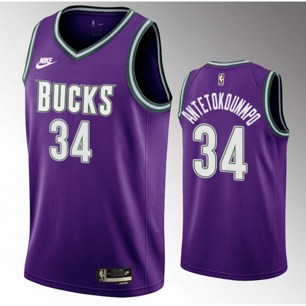 Game Day Elite Men's Bucks #34 Giannis Purple Basketball Jersey