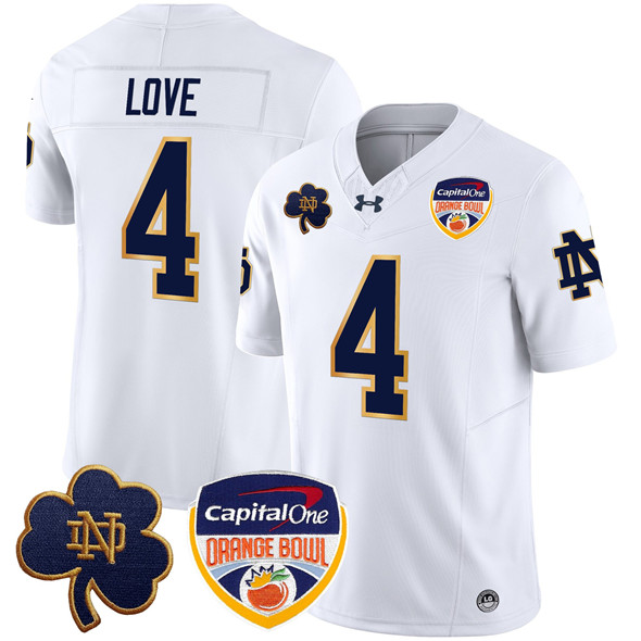 Men's Notre Dame ND Jeremiyah Love #4 game jersey White 2024