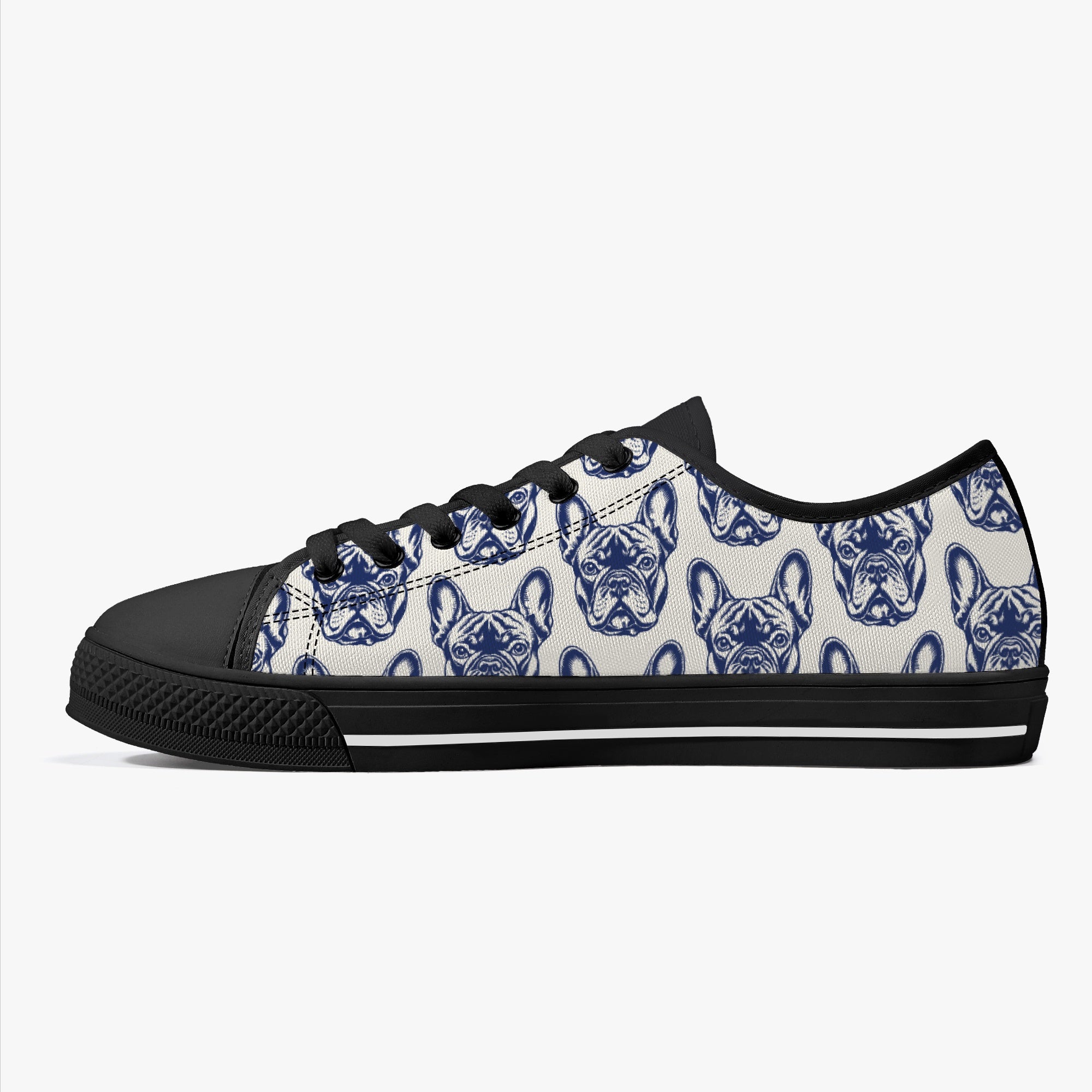 French Bulldog King Classic Low Top Canvas Shoes Durable Dog Footwear