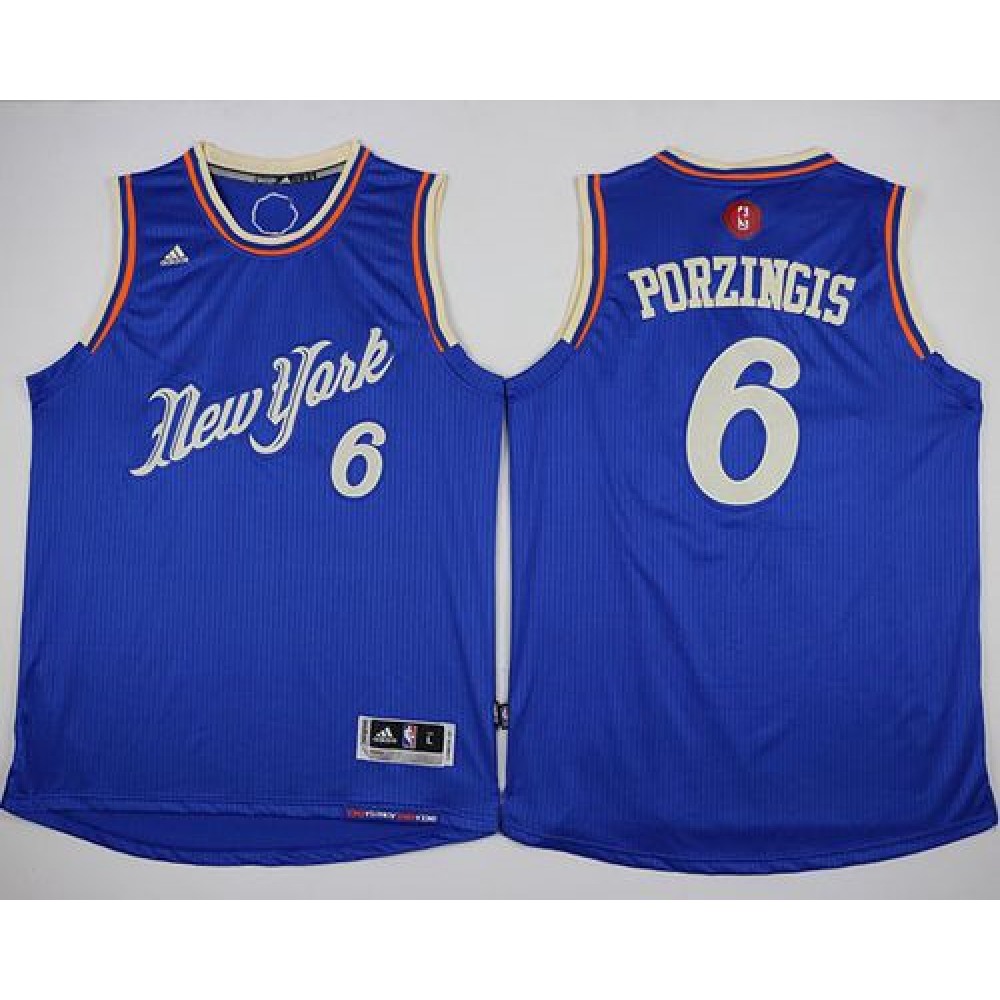 Fan Favorite Game-Ready Men's NYK #6 Kristaps Blue Basketball Jersey