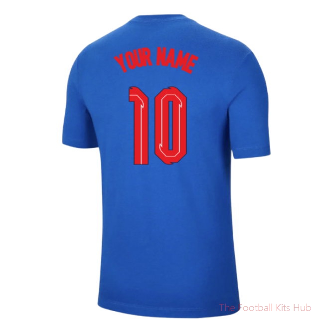 2020-2021 England Evergreen Crest Tee (Sport Royal) - Kids (Your Name)