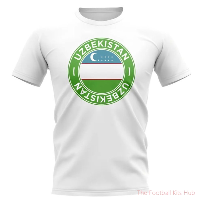 Uzbekistan Football Badge T-Shirt (White)