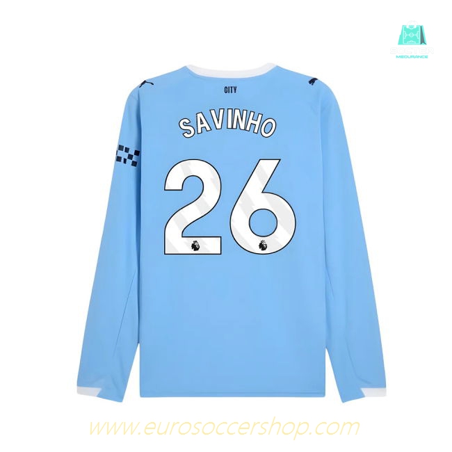 2025-2026 Man City Long Sleeve Home Shirt (Savinho 26)