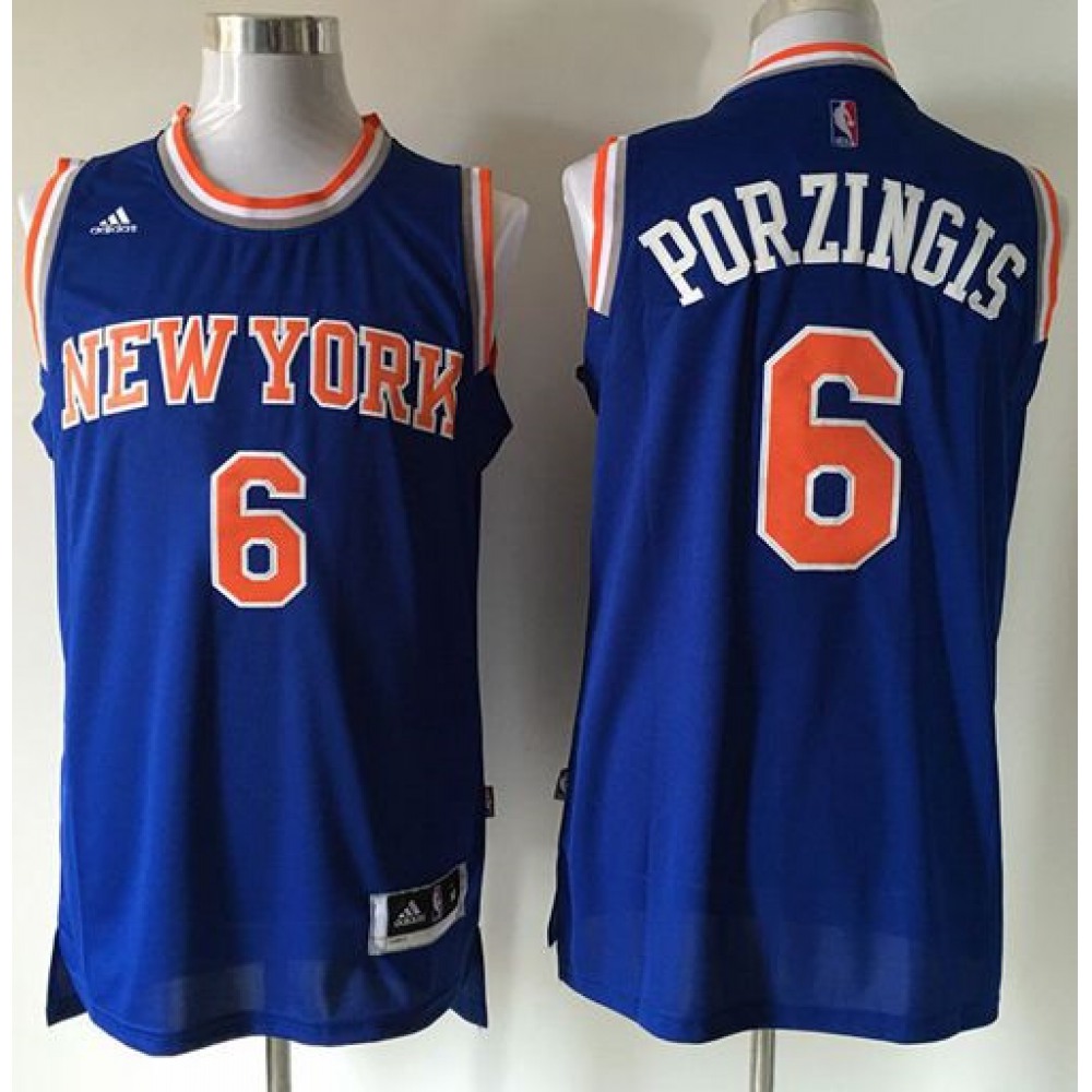 Fan Favorite Elite Men's NYK #6 Kristaps Blue Basketball Jersey