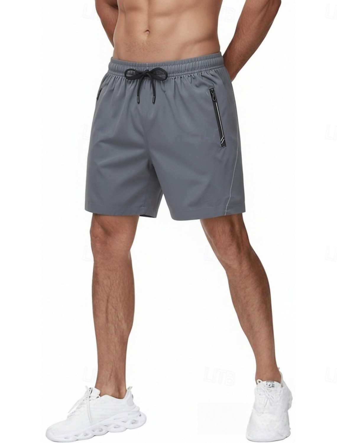 Men's Athletic Shorts Shorts Summer Shorts Casual Shorts Drawstring Pocket Elastic Waist Plain Comfort Quick Dry Knee Length Casual Outdoor Beach Vacation Fashion Black Navy Blue Micro-elastic