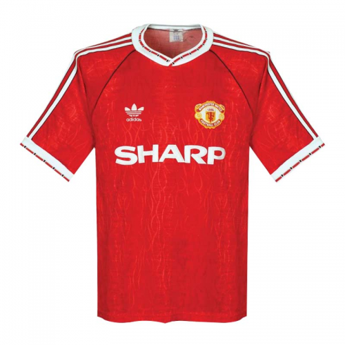 90-92 MANCHESTER UNITED HOME RED RETRO SOCCER JERSEY SHIRT - Official
