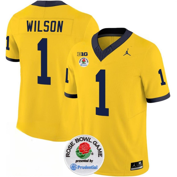 Men's Michigan UM Yellow 2023 home jersey Roman Wilson #1 official