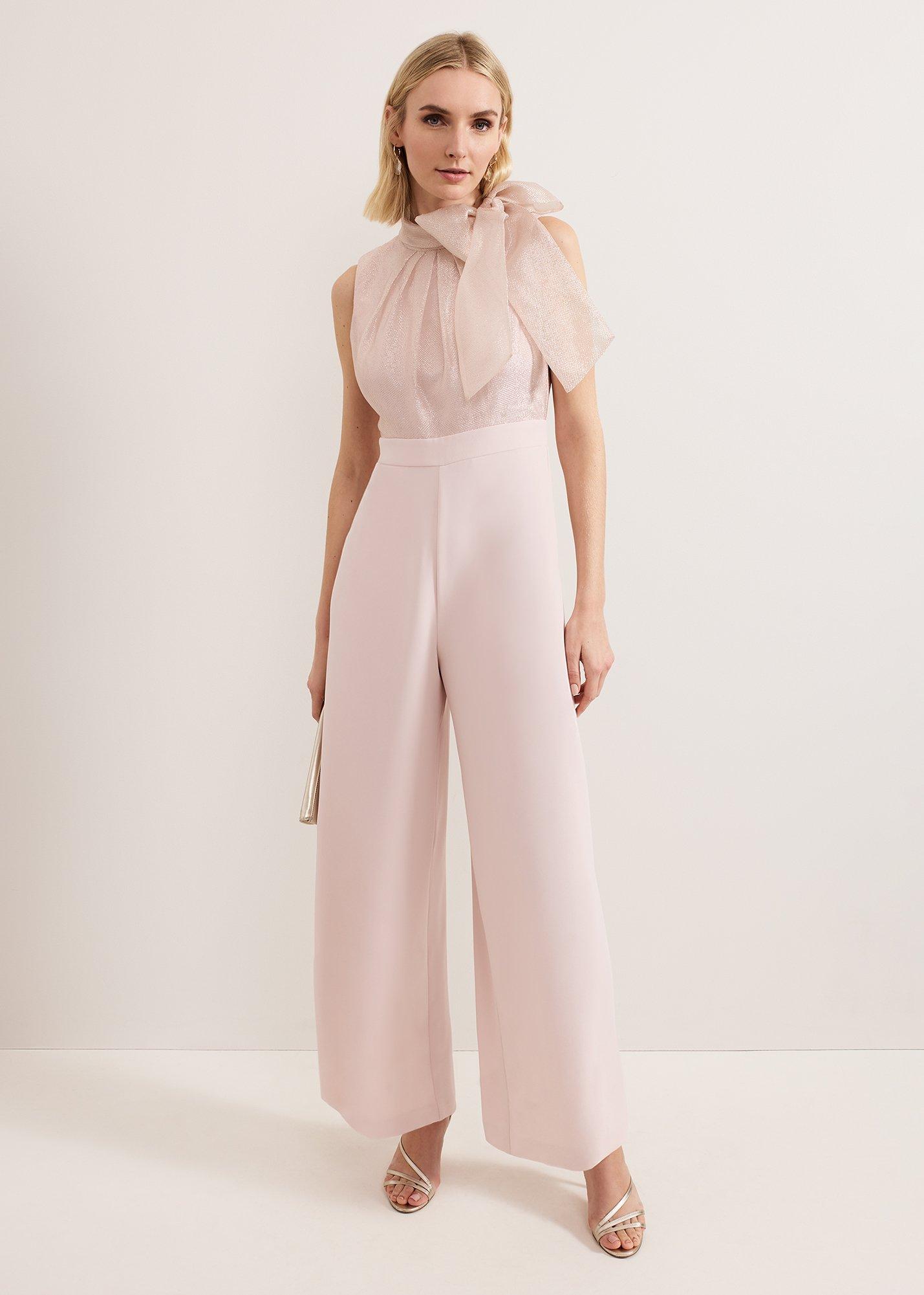 Stephy Shimmer Tie Neck Jumpsuit