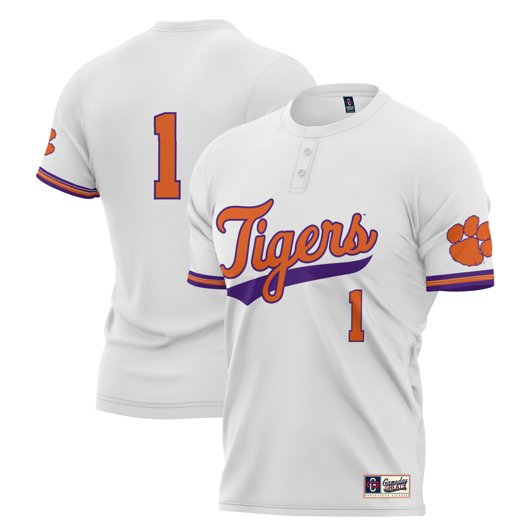 [DDG] Clemson Tigers GameDay Greats Unisex Lightweight Softball Jersey - White