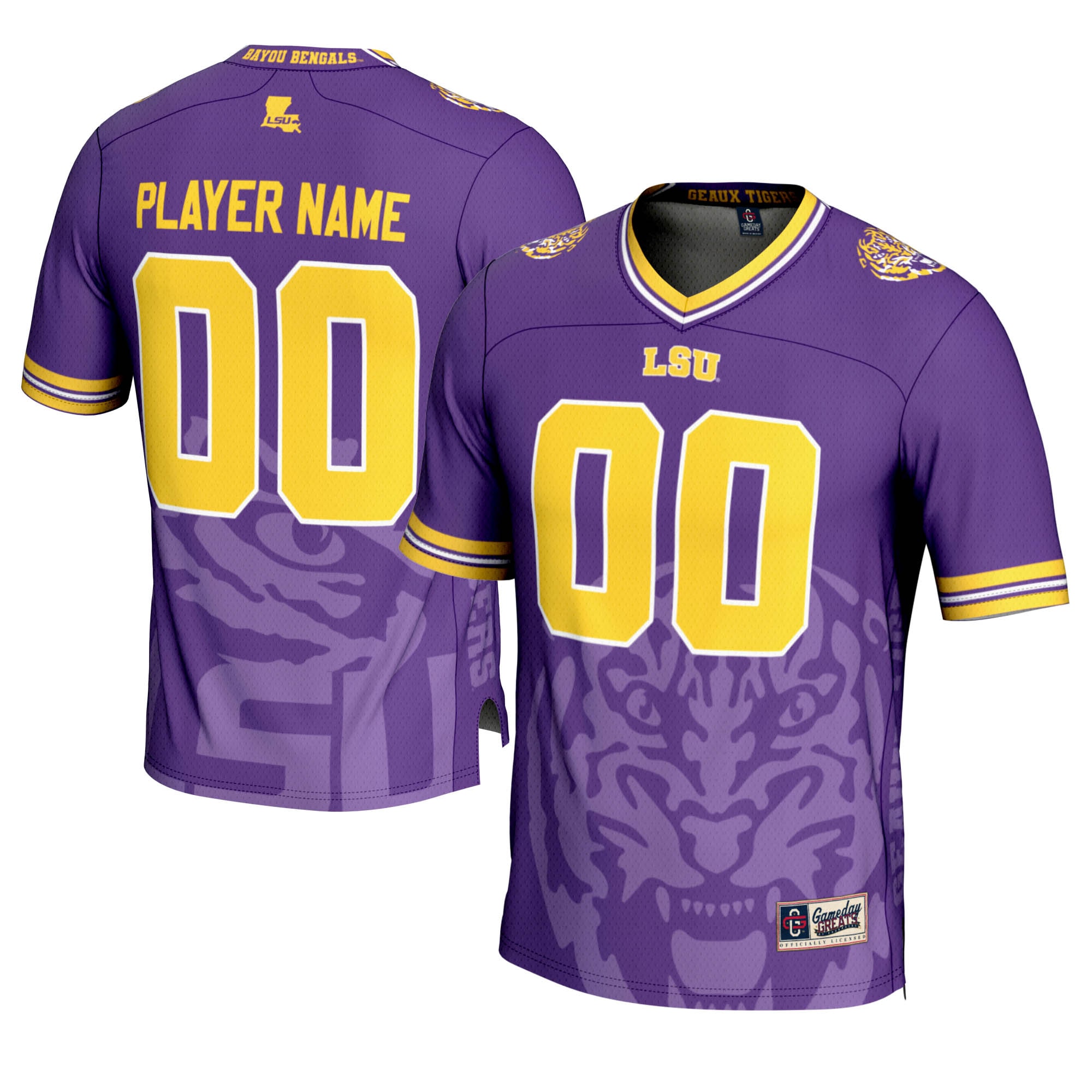 LSU Tigers GameDay Greats Youth Icon Print NIL Pick-A-Player 26/27 Football Jersey - Purple