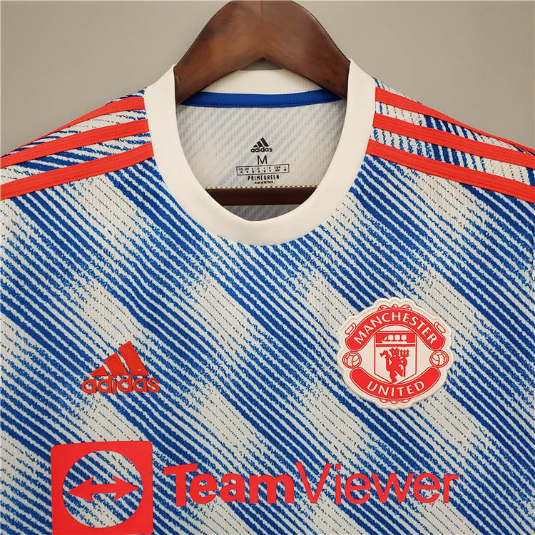 Official Man Utd Manchester United 21-22 Kit Away Light Blue Soccer