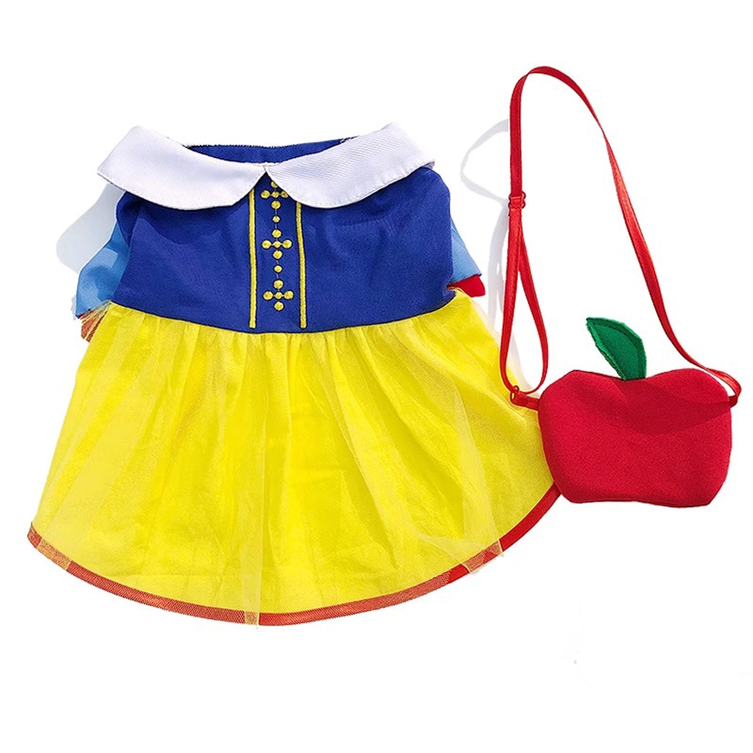 BarkToria Frenchie Snow White Costume – Cute Princess Dress with Apple Backpack