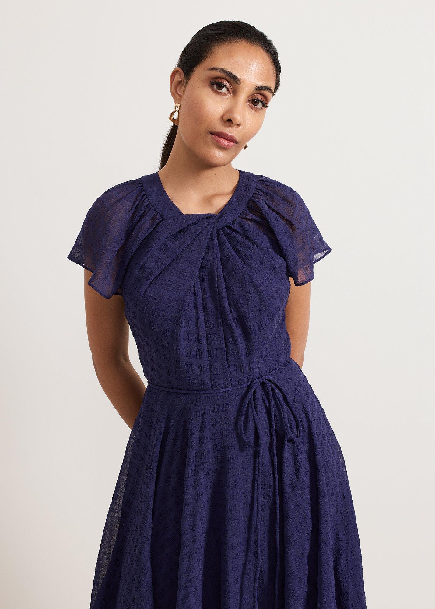 Petite Gwen Textured Twist Neck Dress