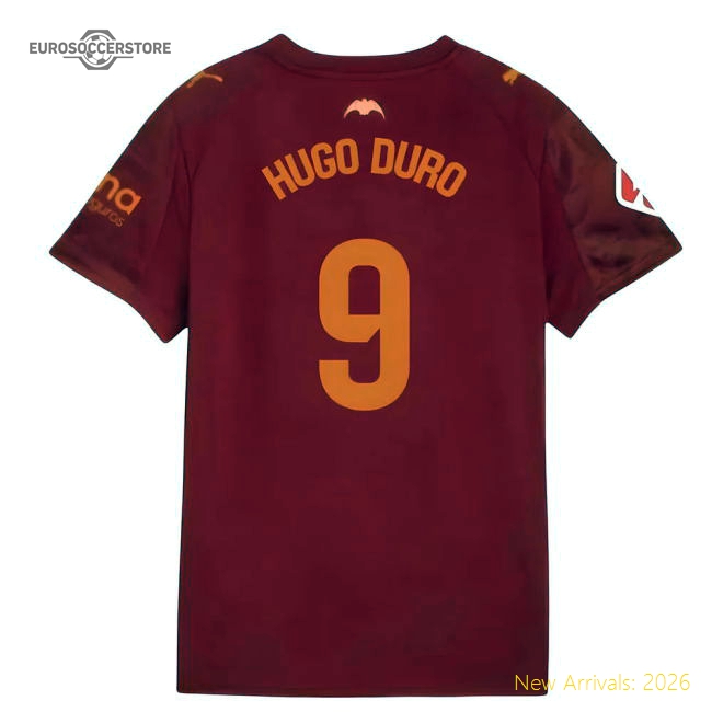 Official Genuine 2025-2026 Valencia Away Shirt (Hugo Duro 9)