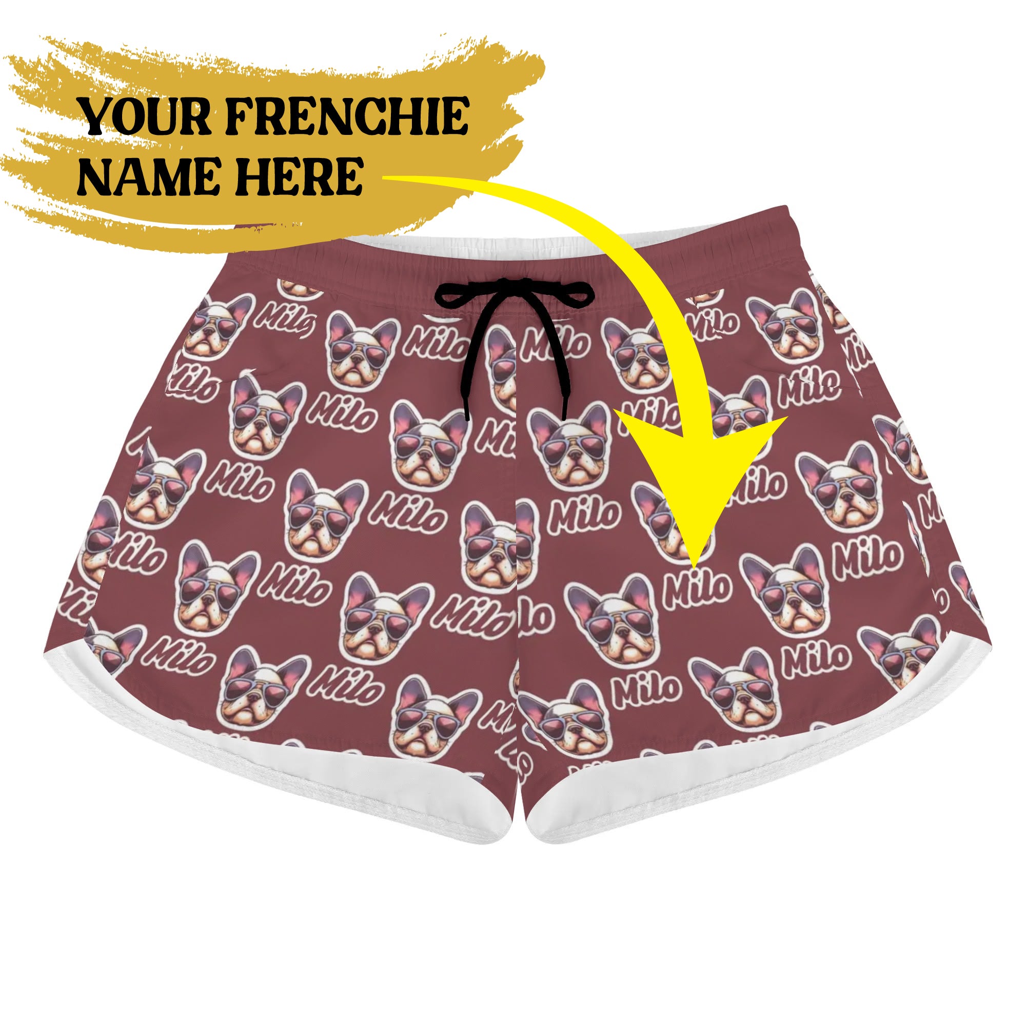 French Bulldog Lover Custom Women's Beach Shorts With French Bulldog