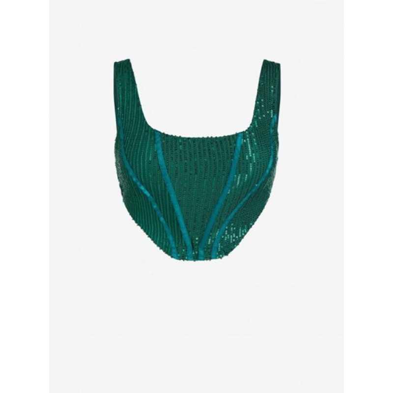 Sequined Piping Corset-style Tank Top JQ2923