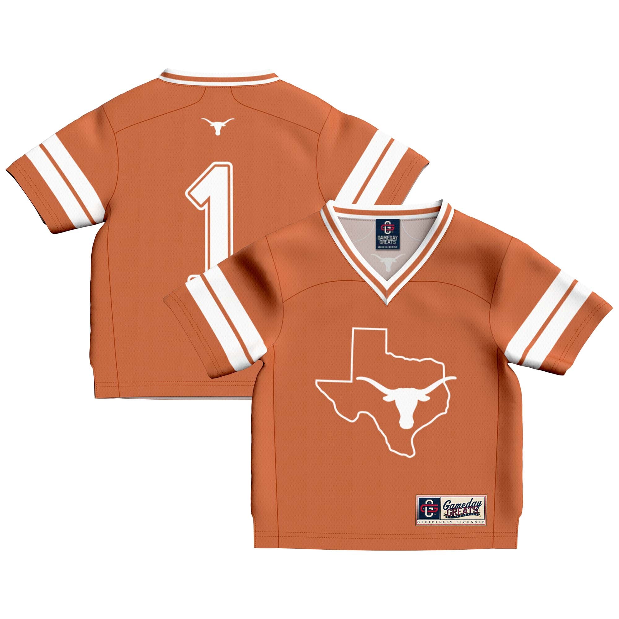 Infant #1 Texas Orange Texas Longhorns Lightweight Collegiate Football Fashion Jersey