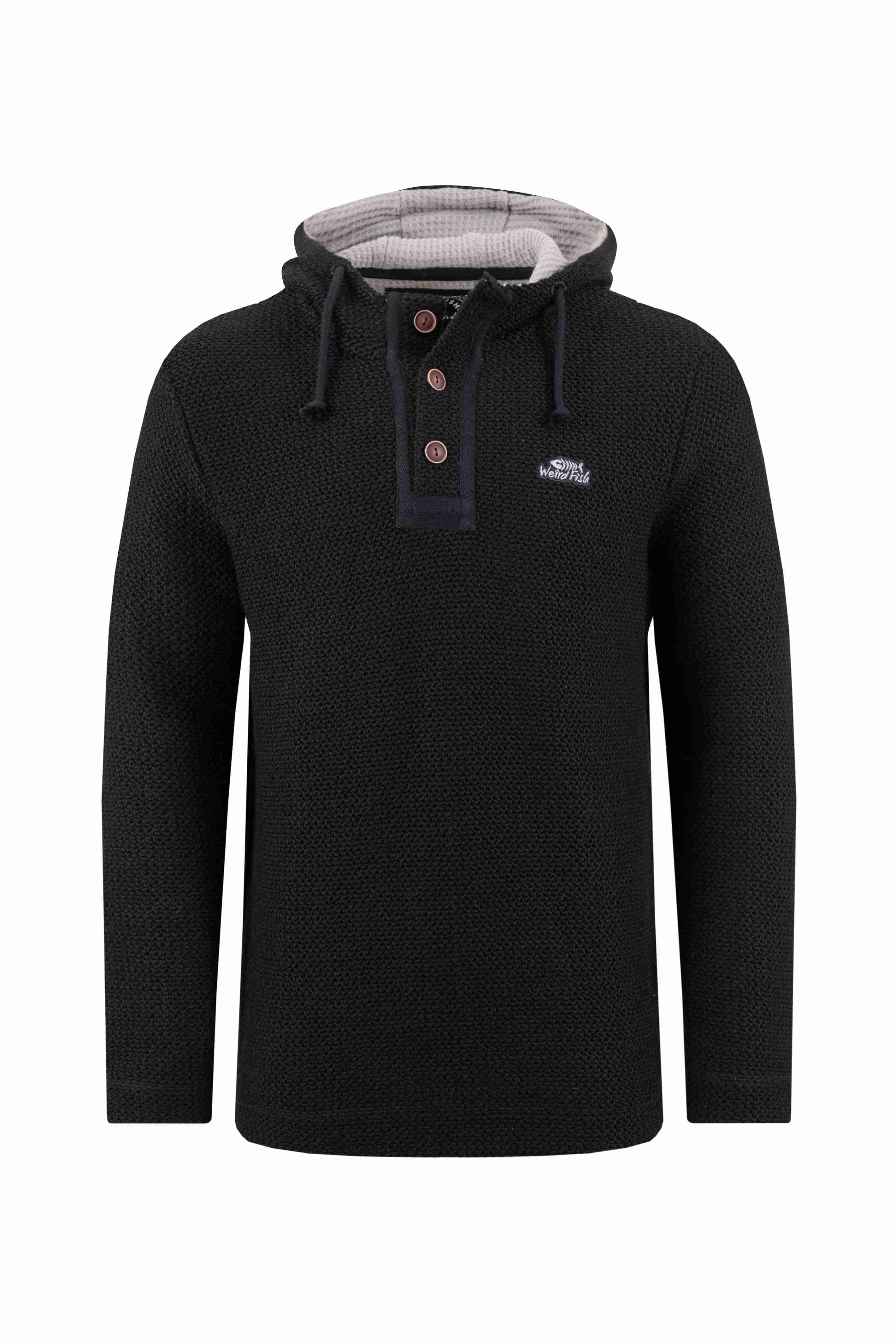 Bakersfield Button Neck Macaroni Hoodie Black