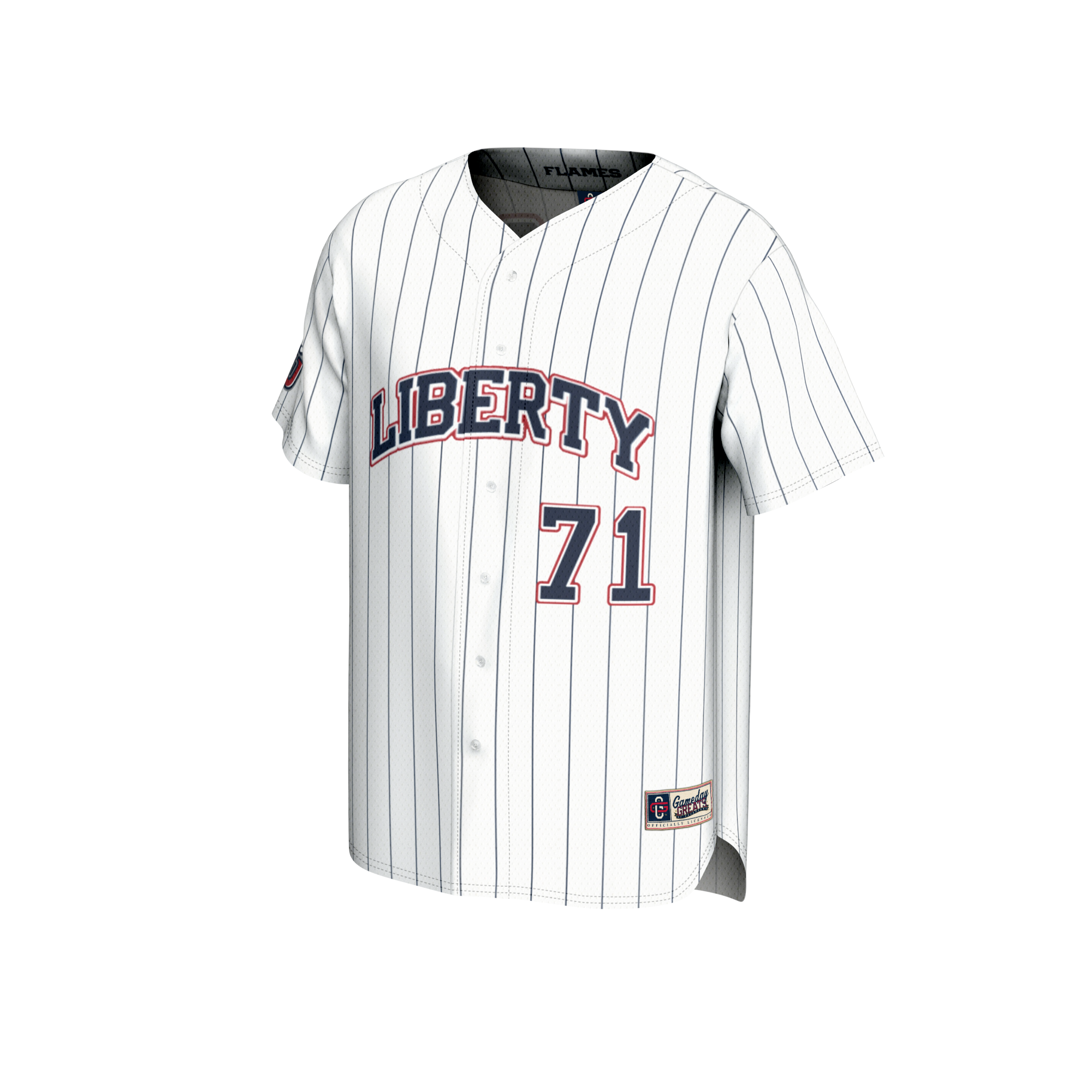 [DDG] Liberty Flames GameDay Greats Adult Lightweight Collegiate Baseball Fashion Jersey - White