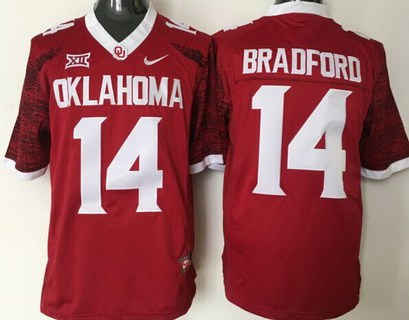 Men's OU OK Red 2016 stitched Sam Bradford #14 away jersey Jersey