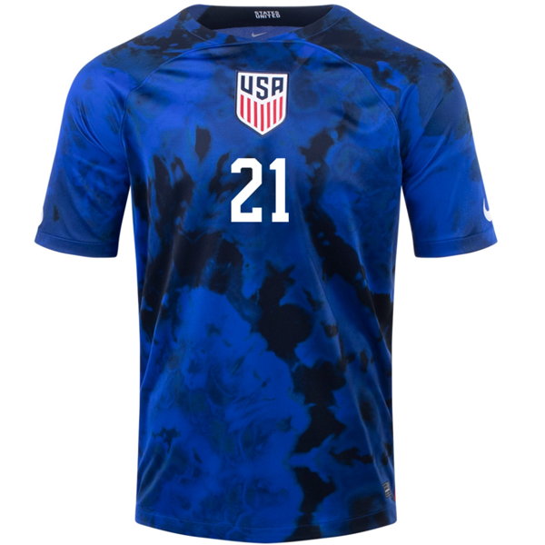 USA Timothy Weah 2022-2023 Season Away Jersey –  Fan Version S