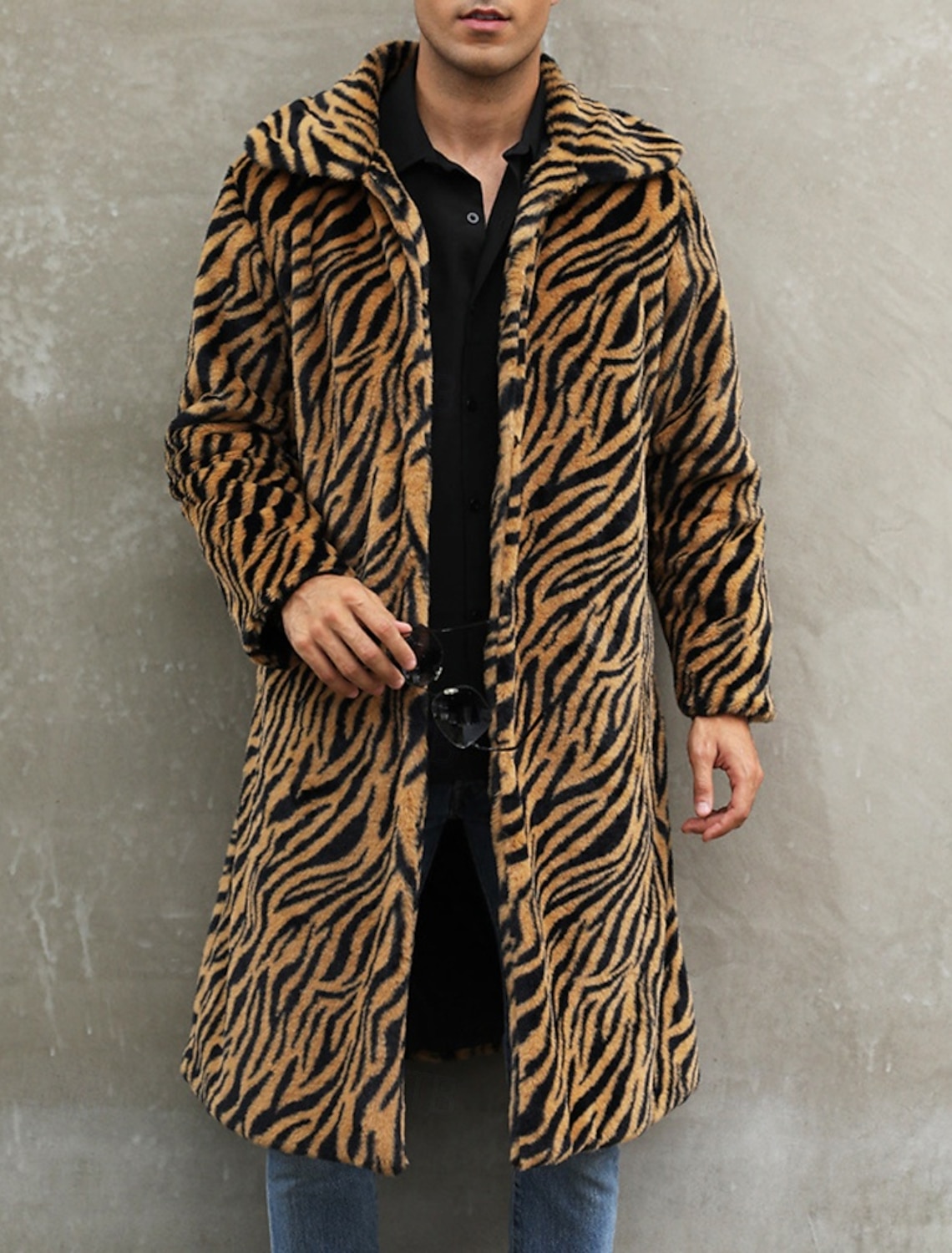 Men's Winter Jacket Faux Fur Coat Vacation Daily Thermal Warm Fleece