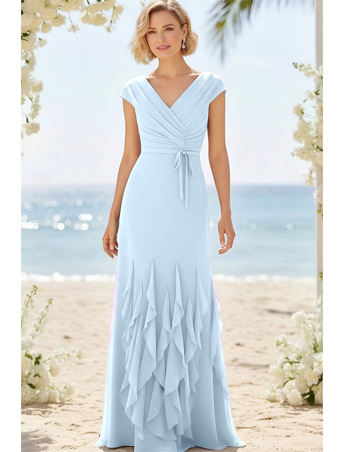 Sheath Column Floor Length Wedding Guest Dress Formal Dresses Evening Gown Mother of the Bride Dress Long Sleeve V Neck Elegant Vintage with Criss Cross Ruched Ruffles