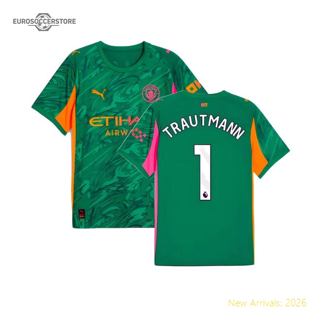Away Shirt Green Trautmann 1 2025-2026 Man City Goalkeeper