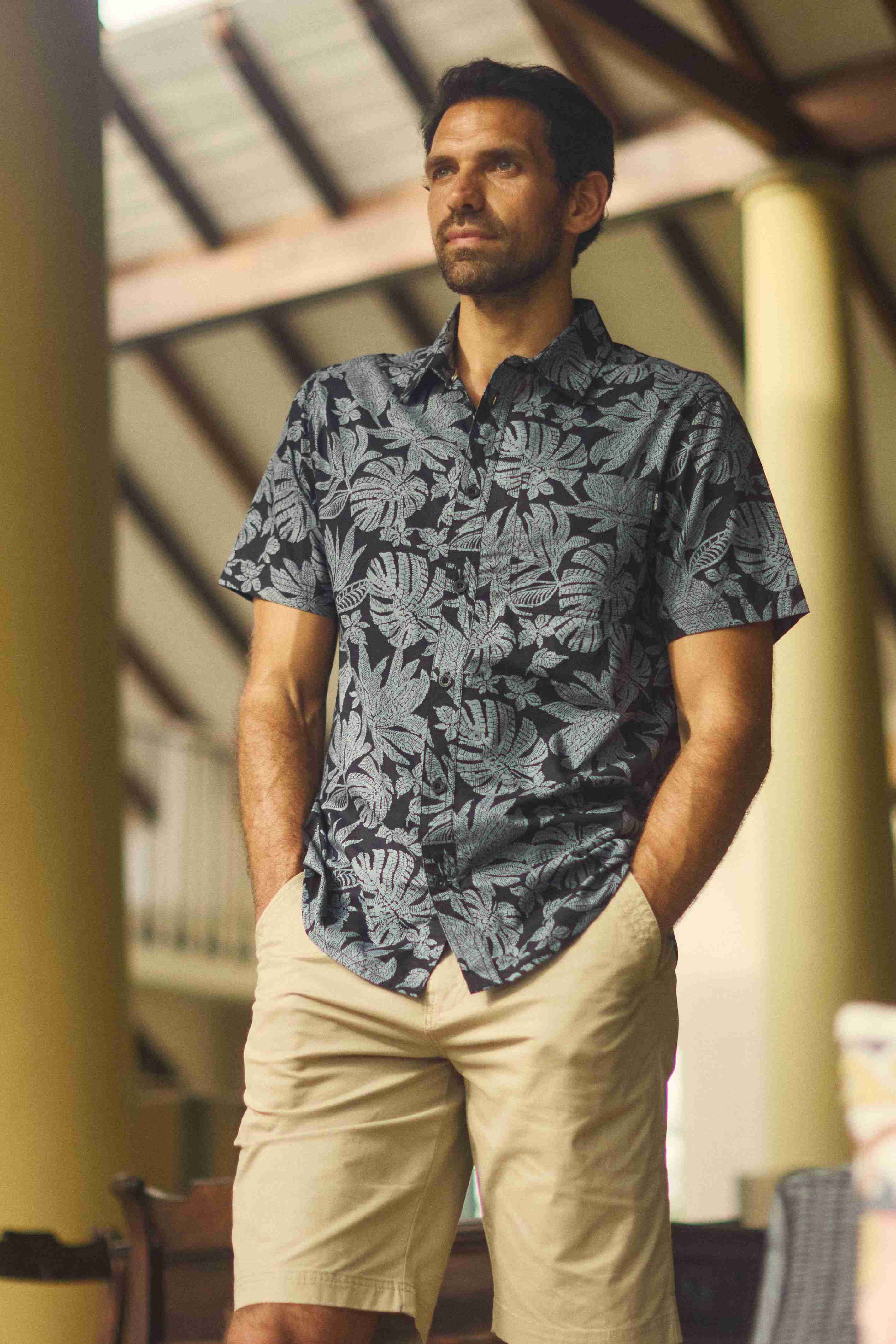 Faraway Short Sleeve Printed Shirt Blue Mirage